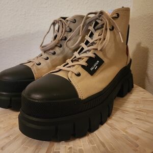 Palladium Beige and Black Combat Boots